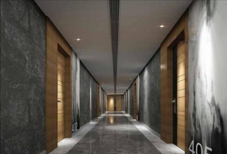 Hallways at V Tower in Dubailand Residence Center