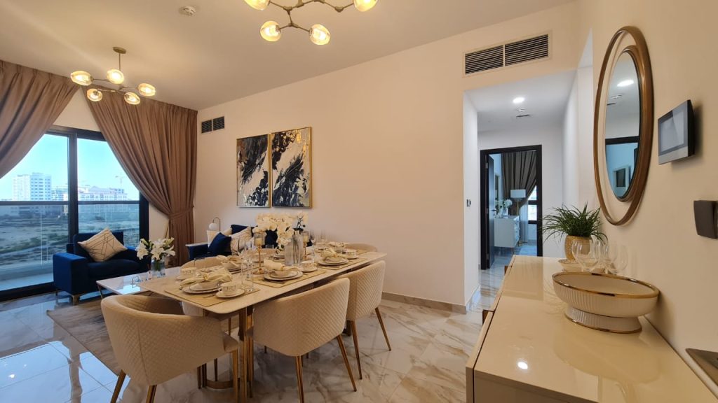 New 2 Bed Apartment for Sale with a Balcony & Close Kitchen in Dubai 573 Living room in a 2 Bed Apartment For Sale with a Balcony & Close kitchen in Barari Hills Residence Majan Dubai
