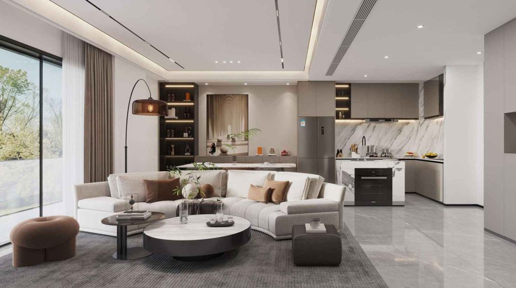 spacious living area at Forest City Tower Majan Dubai