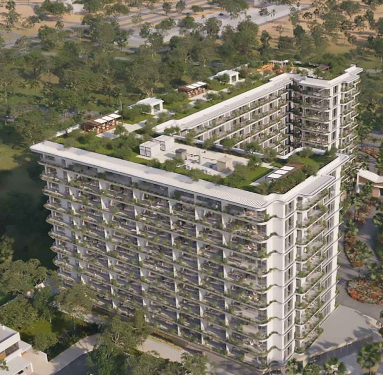 top view of Califoria Residences apartments at California Village Dubailand