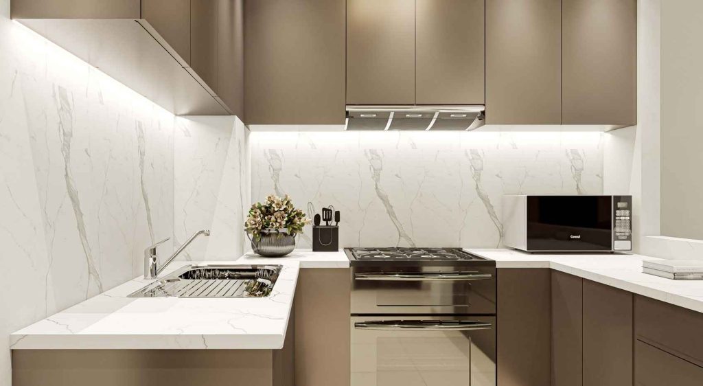open plan kitchen in a 1 bedroom apartment at Glorious Central Residences