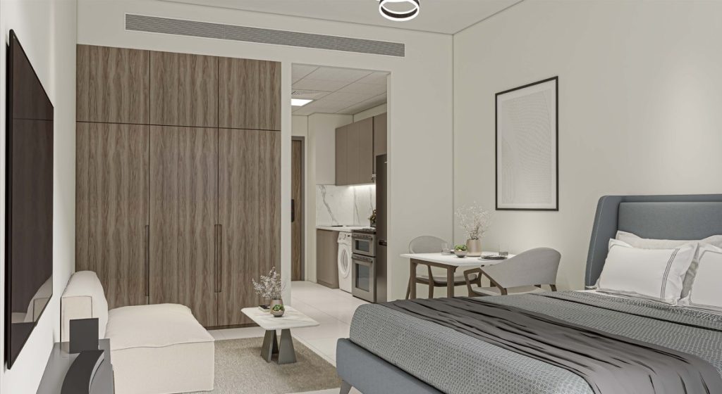 spacious studio apartment for sale in Glorious Central Residences Warsan 4 Dubai