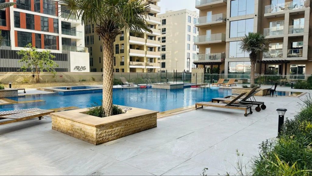 2 Bedroom Apartment for Sale in Sherena Residence Majan Dubai 593 huge swimming pool at Sherena Residence Majan Dubailand