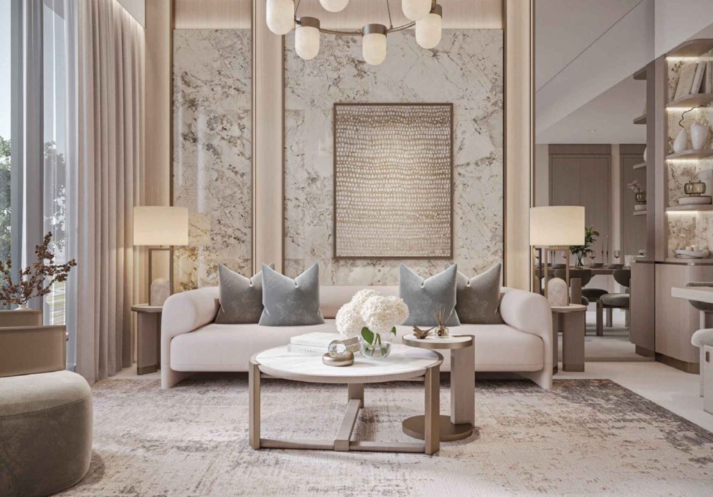 living room at Trevino by Avelon in JVC Dubai