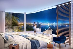 Full sea view from the living room of Germany Villas at the Heart of Europe Dubai
