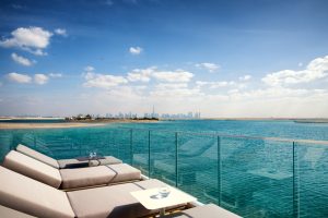 Loungers at the Floating Seahorse Villa at the Heart of Europe Dubai