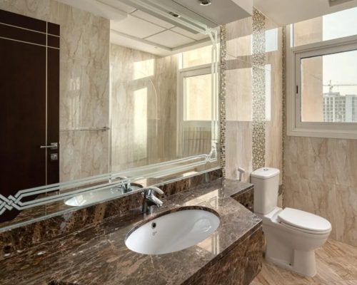 bathroom in a 3 bedroom apartment for sale in Siraj Tower Arjan Dubai